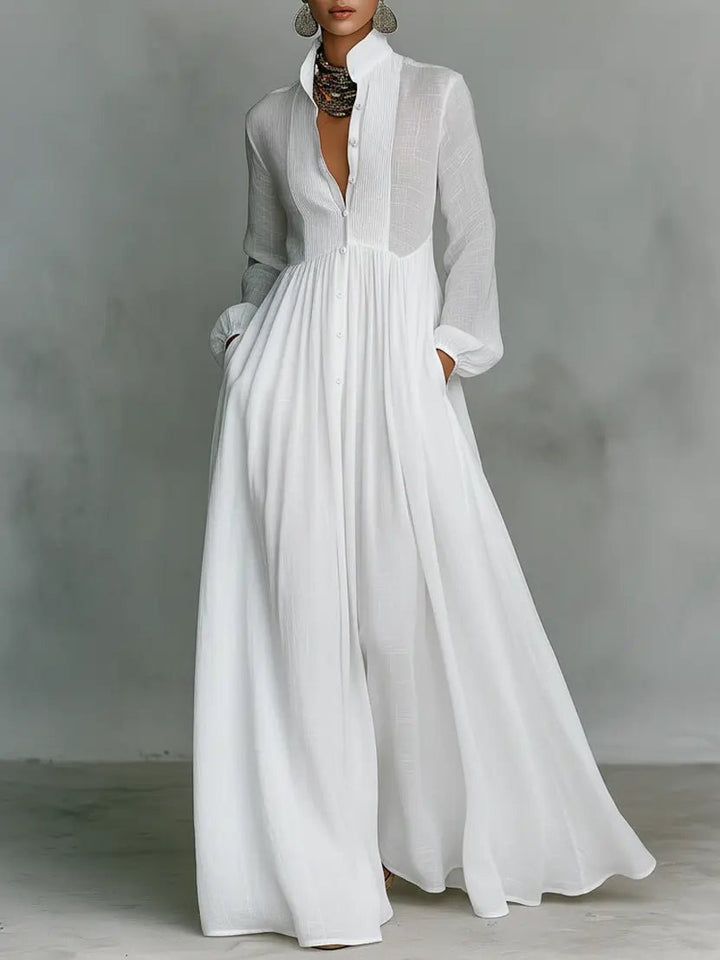 Claire | Flydende Knap-Front Maxi Kjole