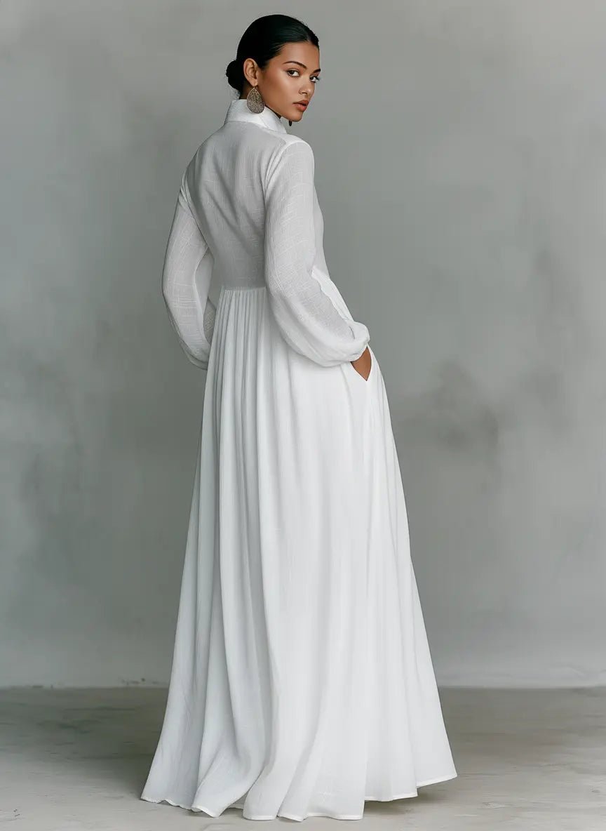 Claire | Flydende Knap-Front Maxi Kjole