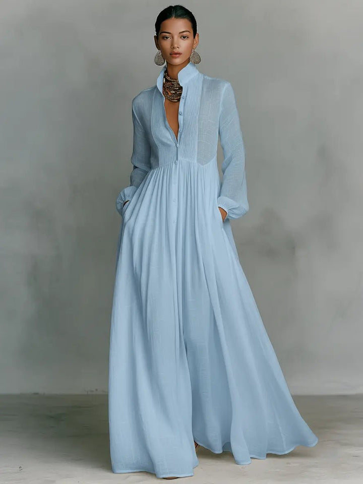 Claire | Flydende Knap-Front Maxi Kjole