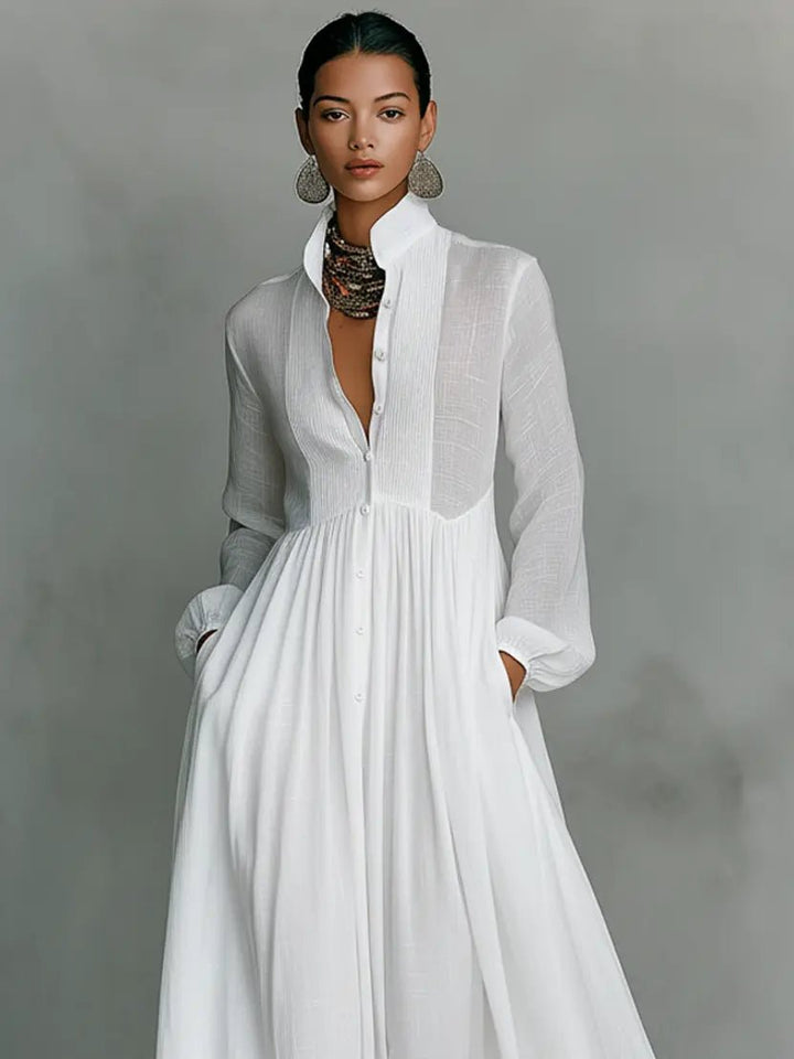 Claire | Flydende Knap-Front Maxi Kjole