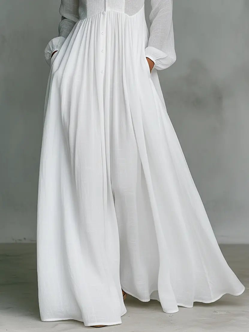Claire | Flydende Knap-Front Maxi Kjole