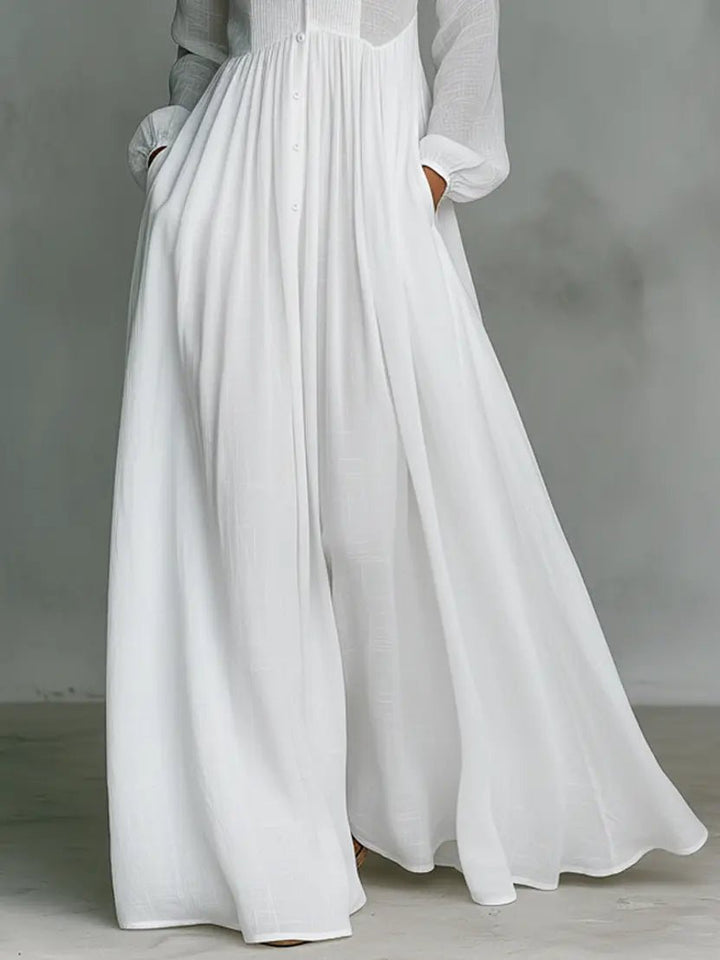 Claire | Flydende Knap-Front Maxi Kjole