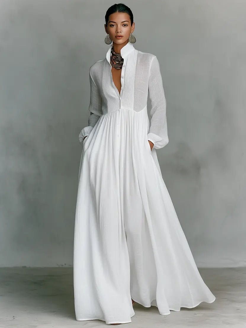 Claire | Flydende Knap-Front Maxi Kjole