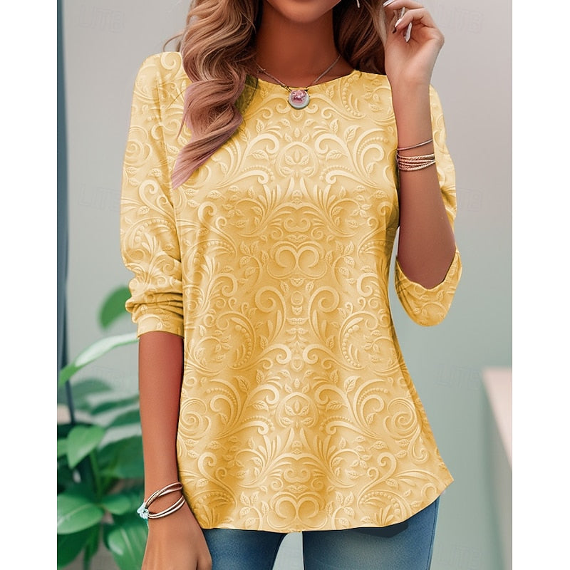 Noelle | Elegant Blomster Langærmet Tunika Top