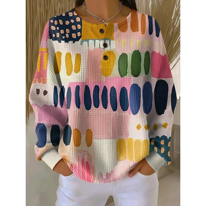 Melodi | Sweatshirt med knap-krave print