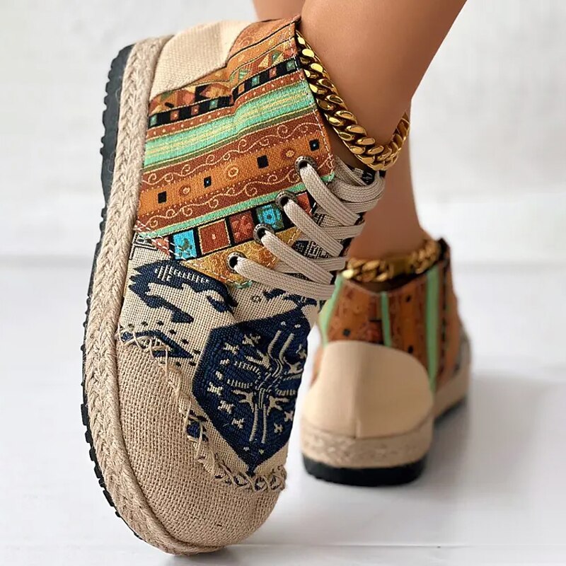 Talia | Boho Mønstret Højtop Sneakers