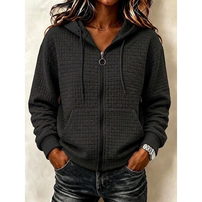 Kathryn | Tekstureret Zip-Up Hoodie