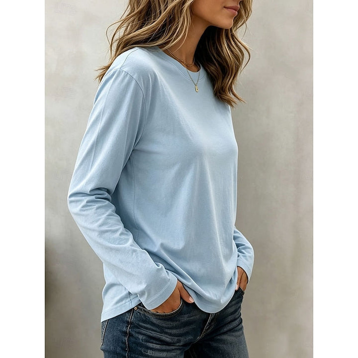 Rachel | Klassisk Langærmet Crew Neck Top