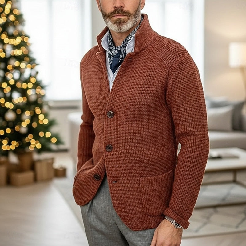 Archer | Tekstureret Stående Krave Cardigan