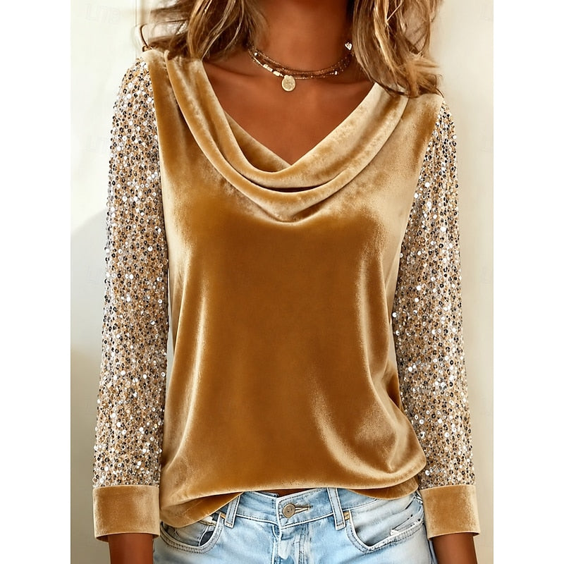 Marlene | Skinnende Cowl-Neck Top