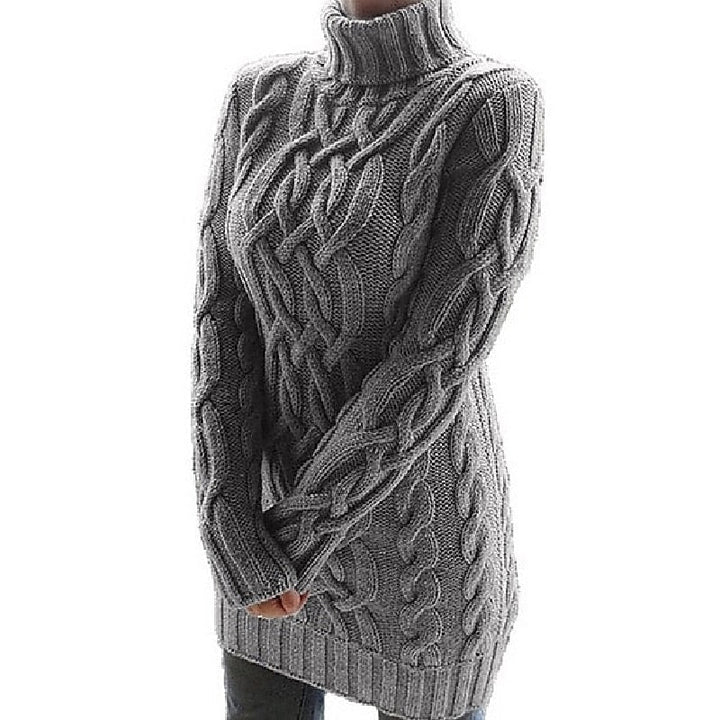Thea | Kabelstrikket Turtleneck Sweater Kjole