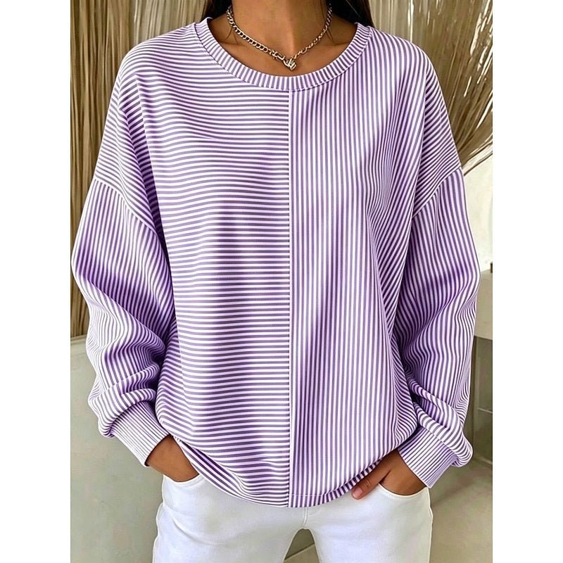 Corinna | Afslappet Stribet Sweatshirt