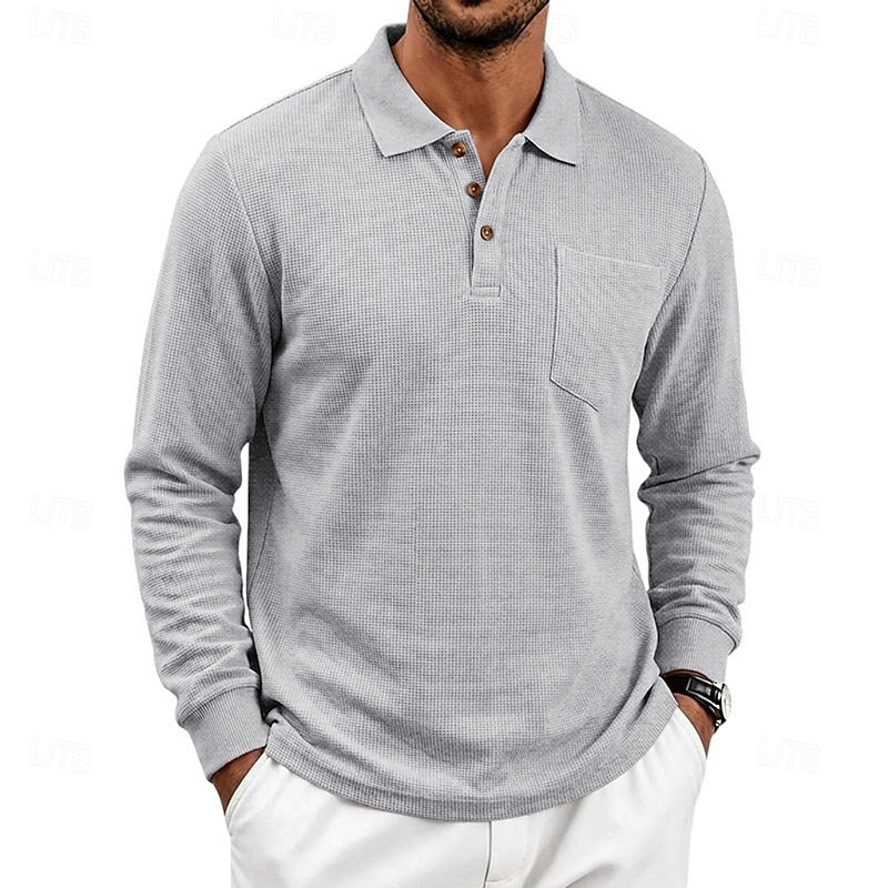 Quentin | Tekstureret Langærmet Polo Shirt