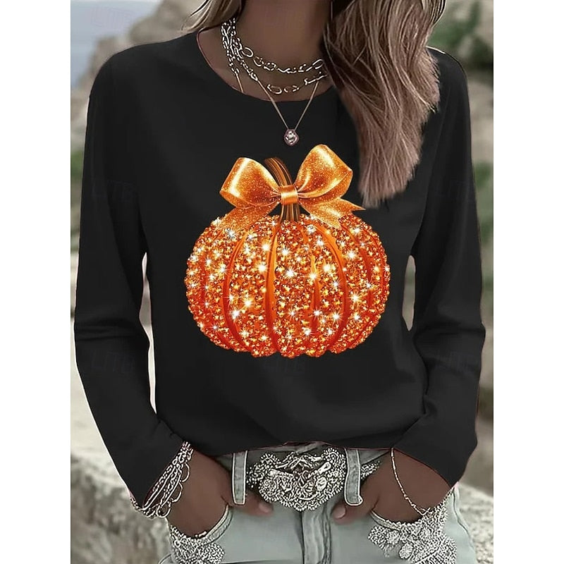 Lillian | Funklende Halloween Græskar Top