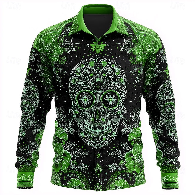 Dario | Halloween Skelet Skjorte med Knapper