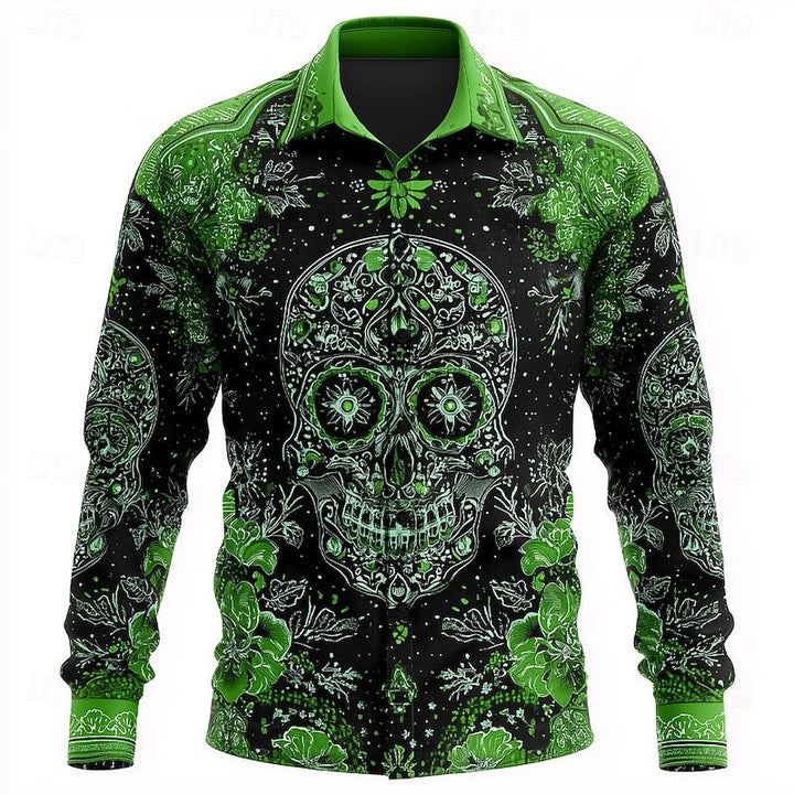 Dario | Halloween Skelet Skjorte med Knapper