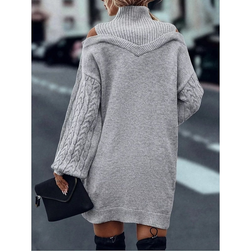 Winifred | Kold- skulder Turtleneck Sweater Kjole