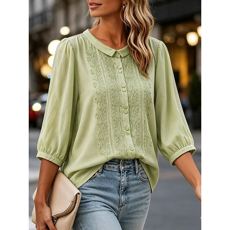 Paige | Broderet Peter Pan Krave Bluse