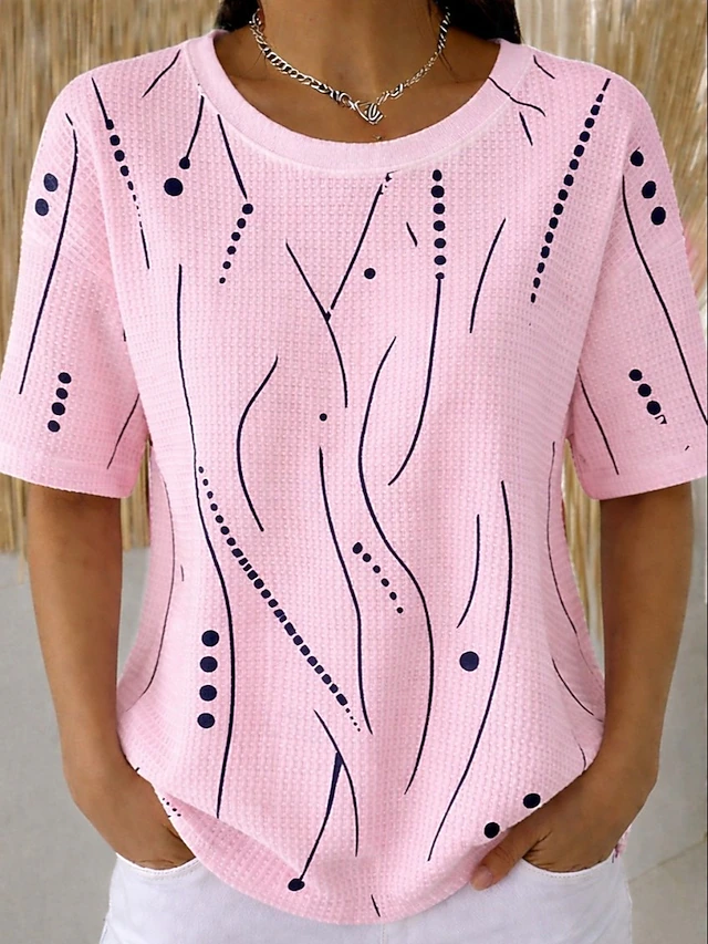 Sylvia | Struktureret T-shirt med Korte Ærmer