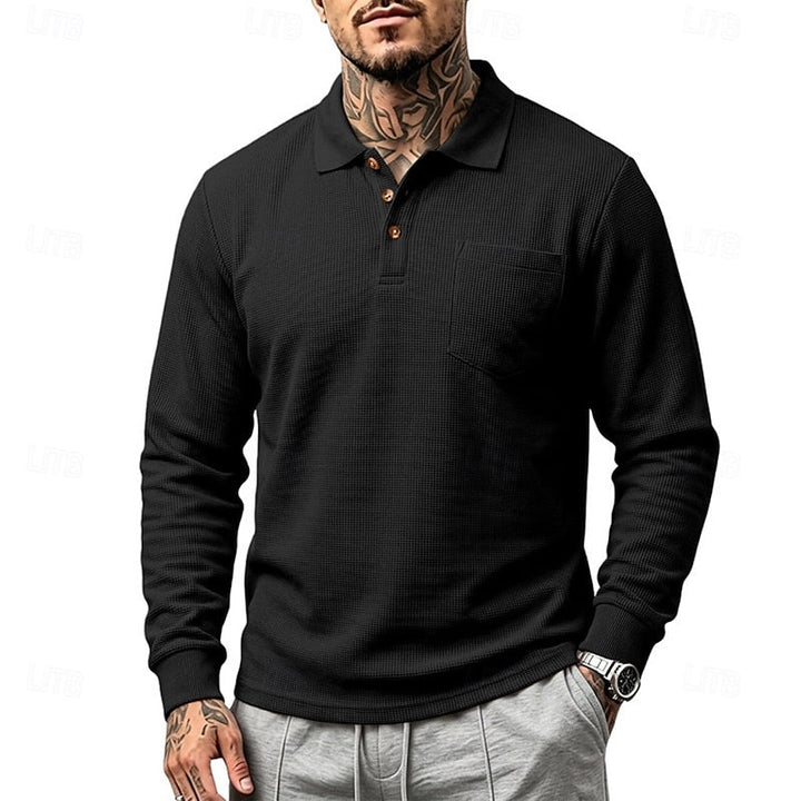 Quentin | Tekstureret Langærmet Polo Shirt