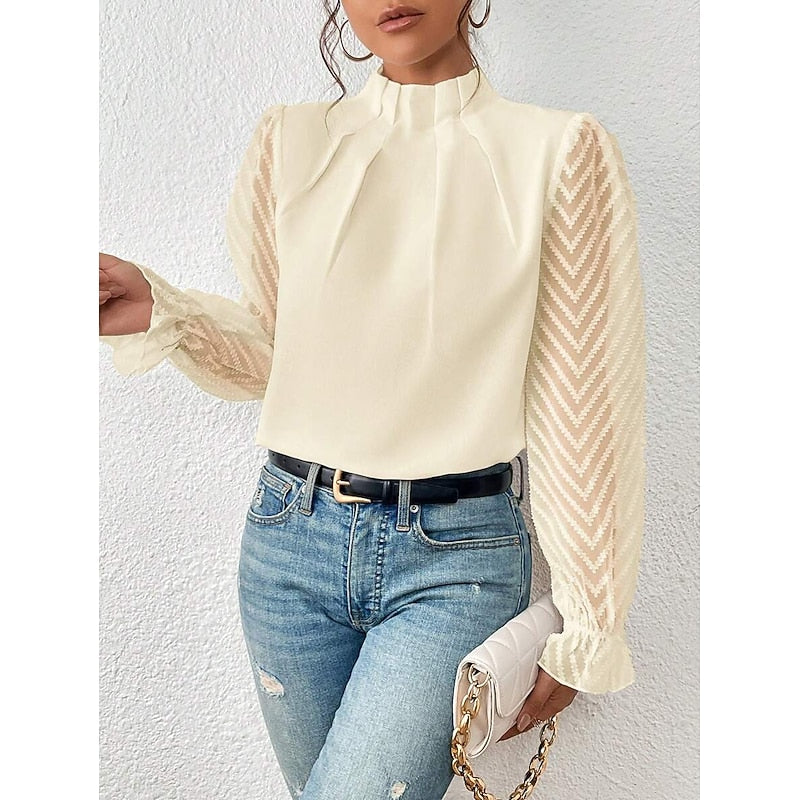 Elspeth | Elegant Højhalset Bluse