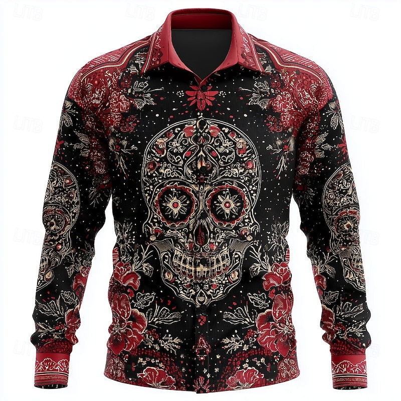 Dario | Halloween Skelet Skjorte med Knapper