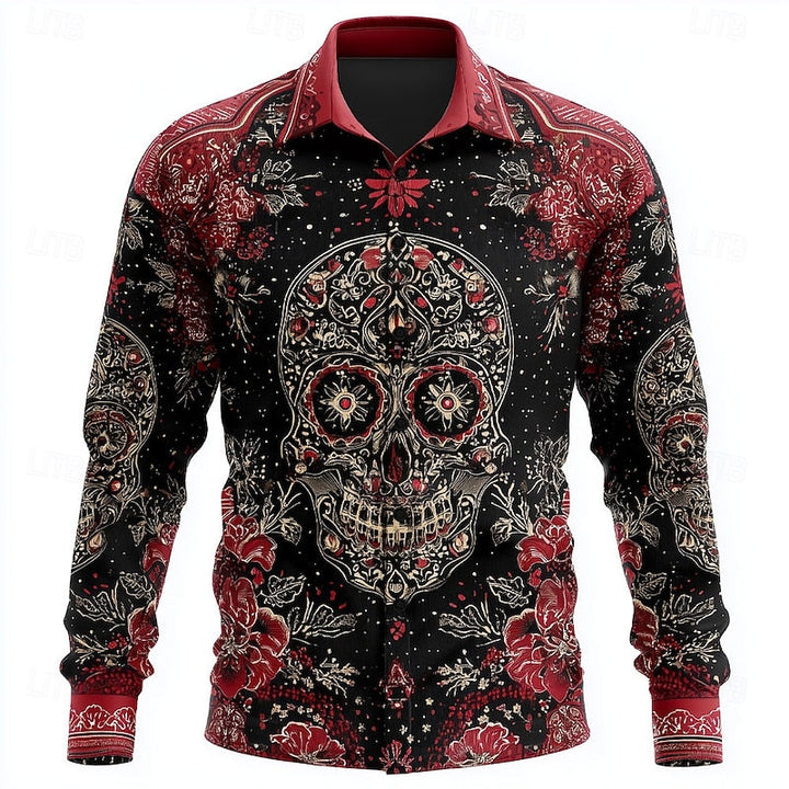 Dario | Halloween Skelet Skjorte med Knapper