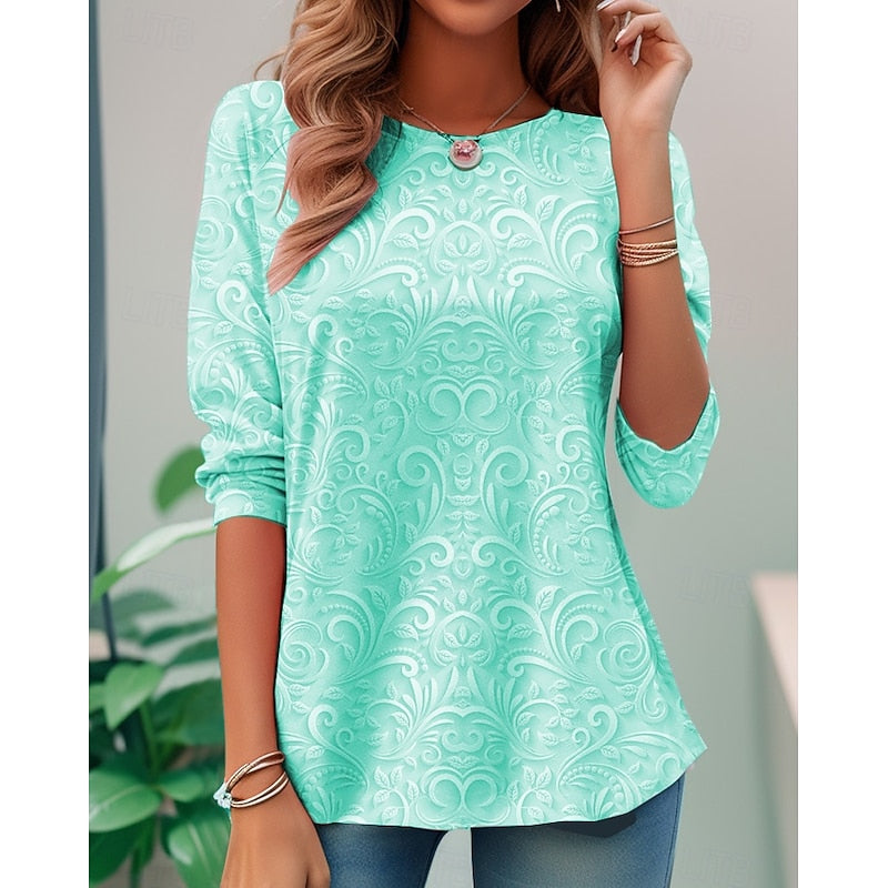 Noelle | Elegant Blomster Langærmet Tunika Top