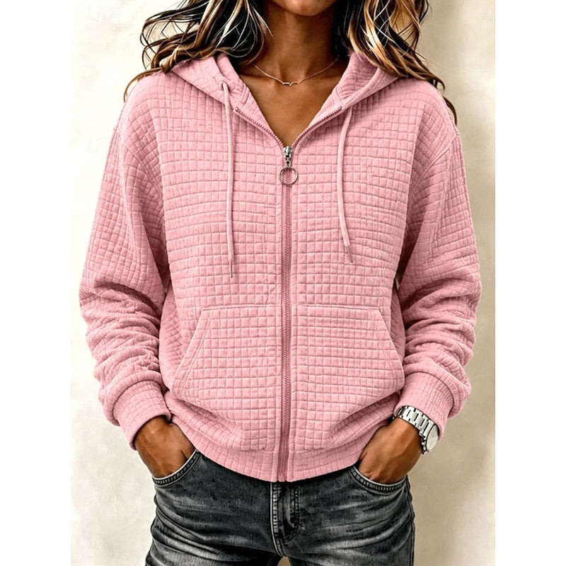 Kathryn | Tekstureret Zip-Up Hoodie