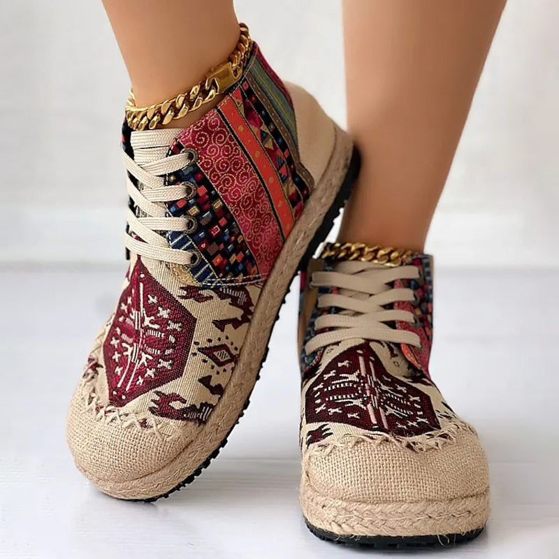 Talia | Boho Mønstret Højtop Sneakers