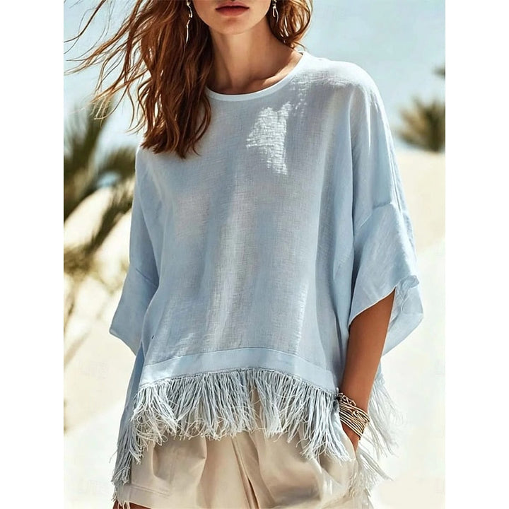 Vera | Fringed Hem Afslappet Bluse