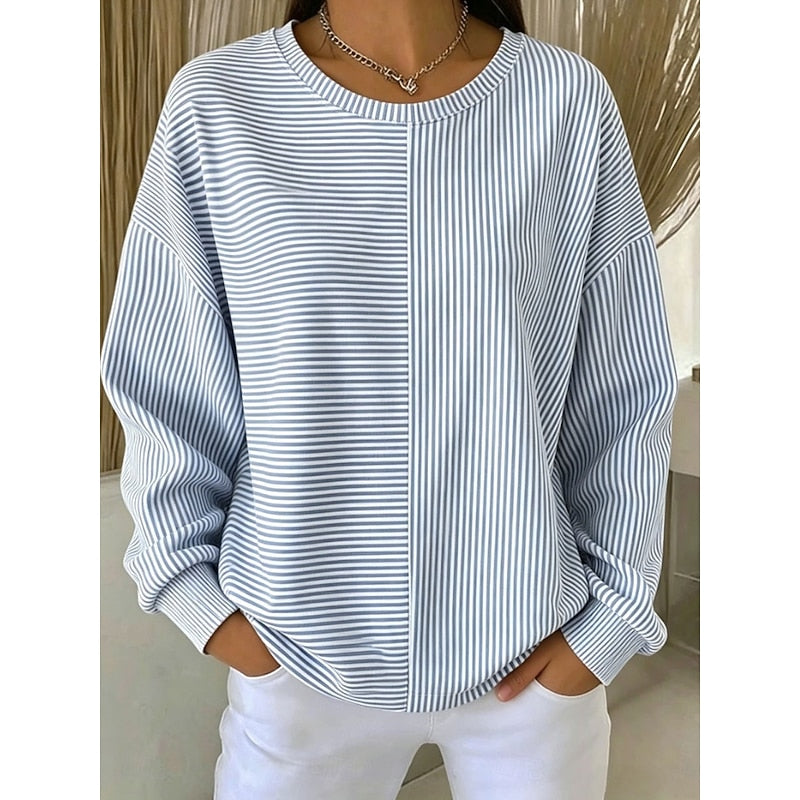 Corinna | Afslappet Stribet Sweatshirt