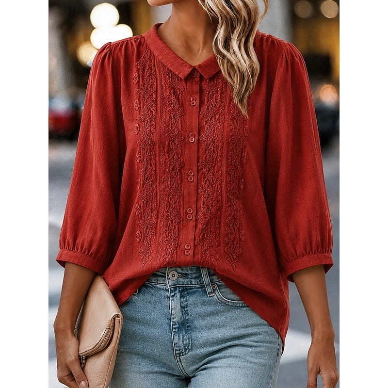 Paige | Broderet Peter Pan Krave Bluse