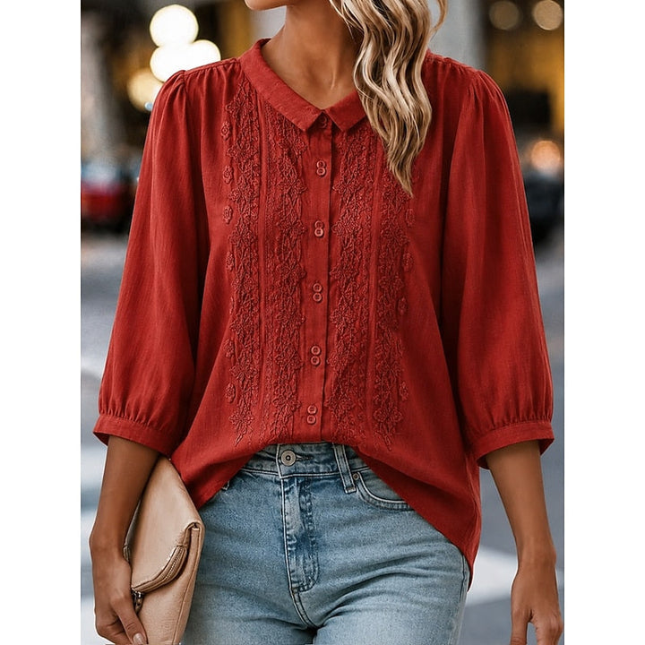 Paige | Broderet Peter Pan Krave Bluse