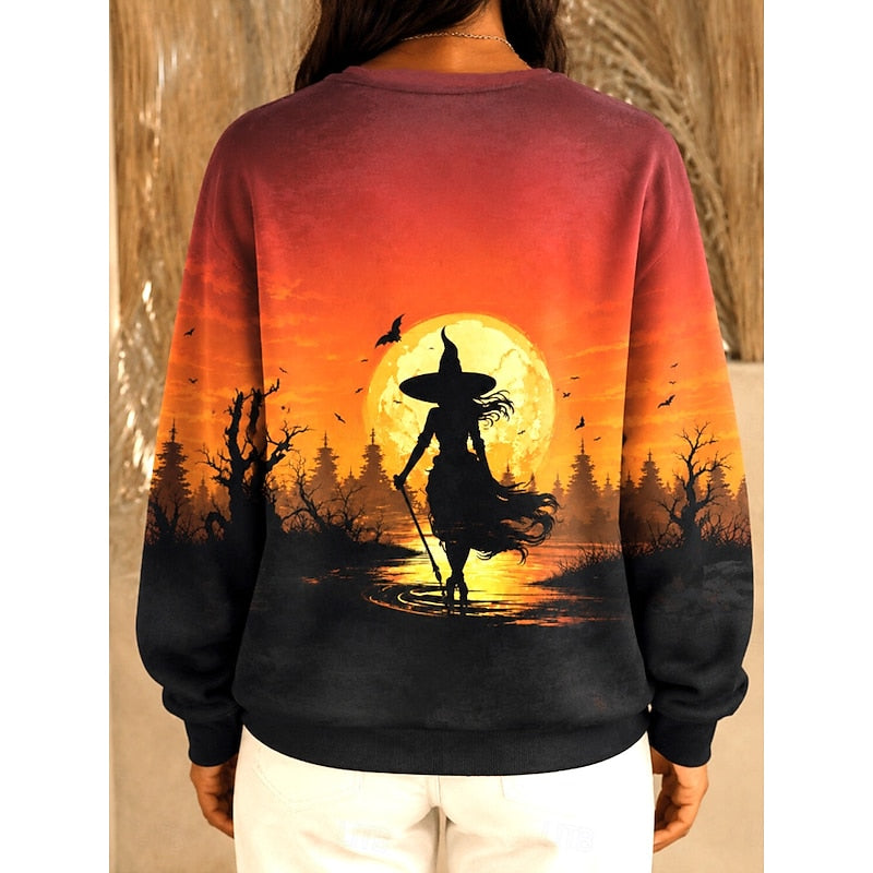 Noreen | Halloween Grafisk Crew-Neck Sweatshirt