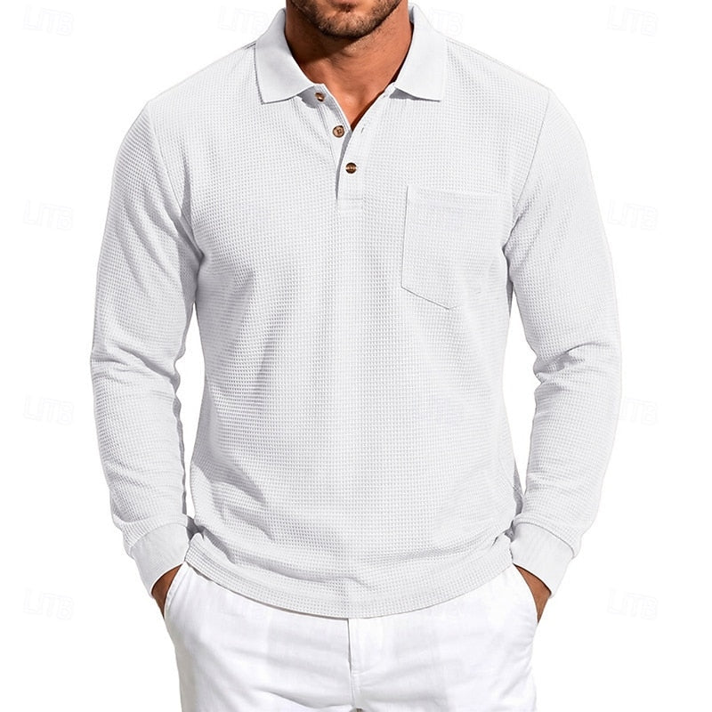 Quentin | Tekstureret Langærmet Polo Shirt