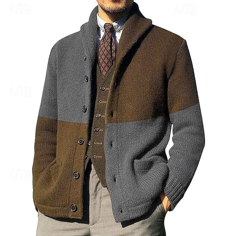 Frederick | Farveblok Skulderkrave Cardigan