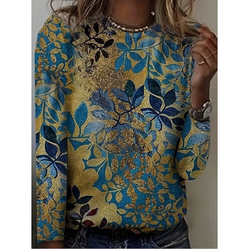 Penelope | Botanisk Print Langærmet Top