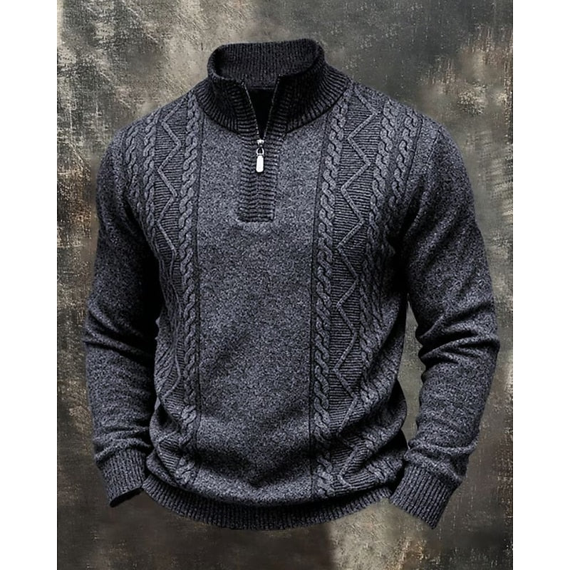 Simon | Kabelstrikket Quarter-Zip Sweater