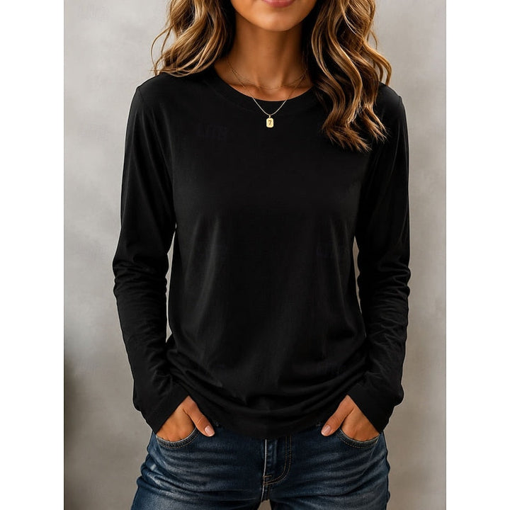 Rachel | Klassisk Langærmet Crew Neck Top
