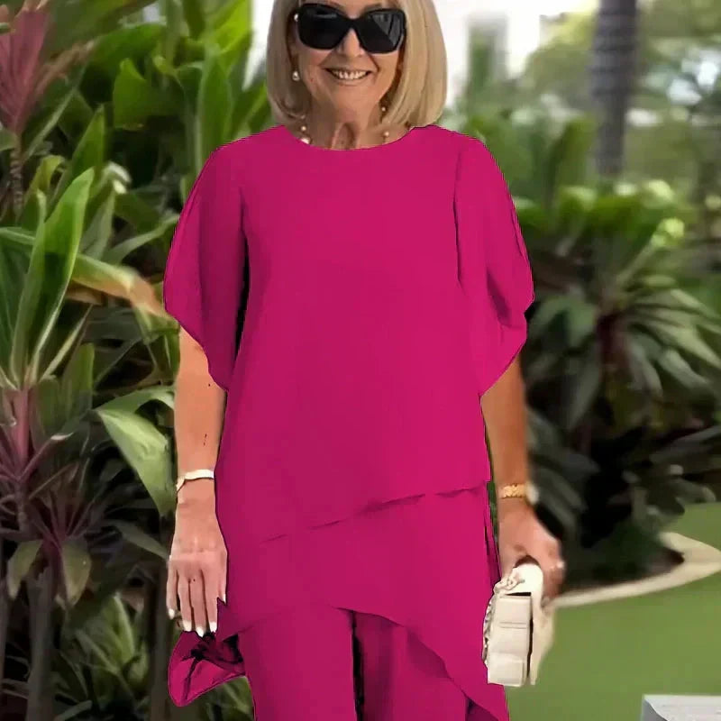 Valeria | Elegant Draperet Palazzo Bukser Sæt