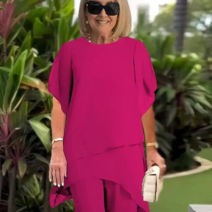Valeria | Elegant Draperet Palazzo Bukser Sæt