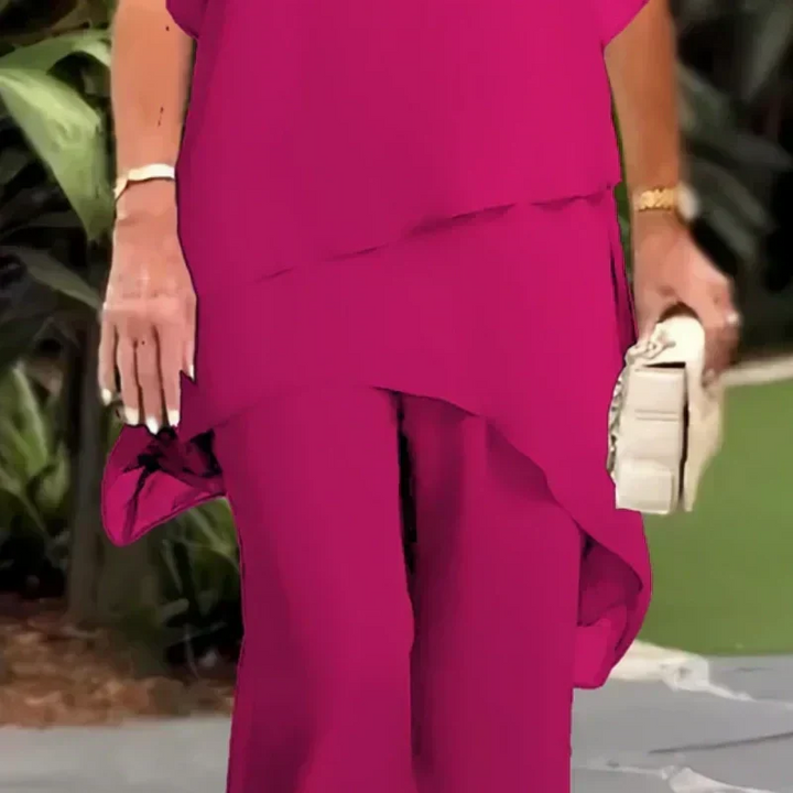 Valeria | Elegant Draperet Palazzo Bukser Sæt