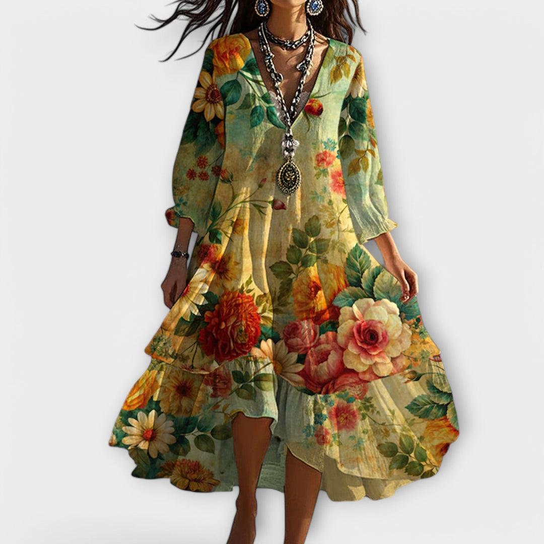 Cassidy | Vintage Boho V-Hals Sommerkjole