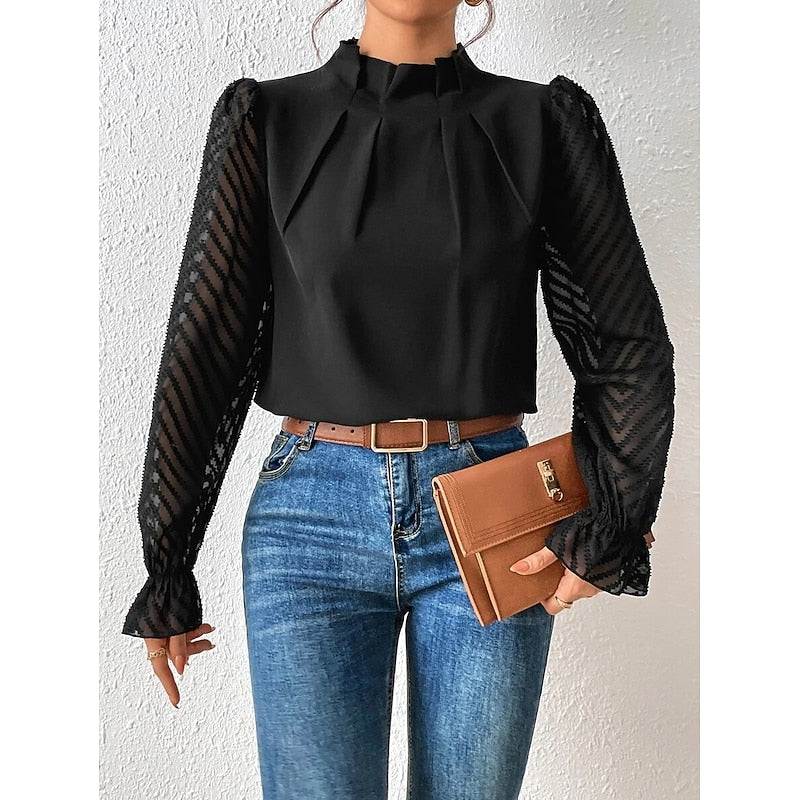 Elspeth | Elegant Højhalset Bluse
