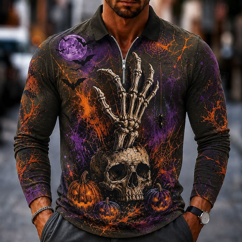 Bram | Halloween Zip Langærmet Polo Shirt