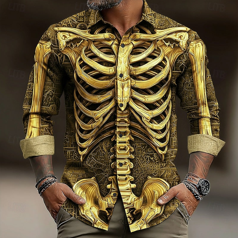 Ambrose | Halloween Skelet Button-Up Skjorte