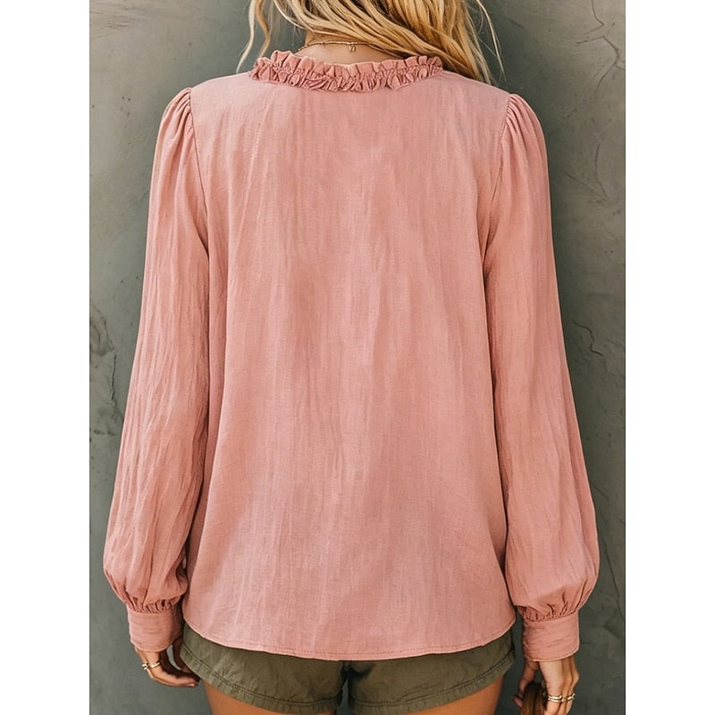 Renata | Rynket V-Hals Bluse