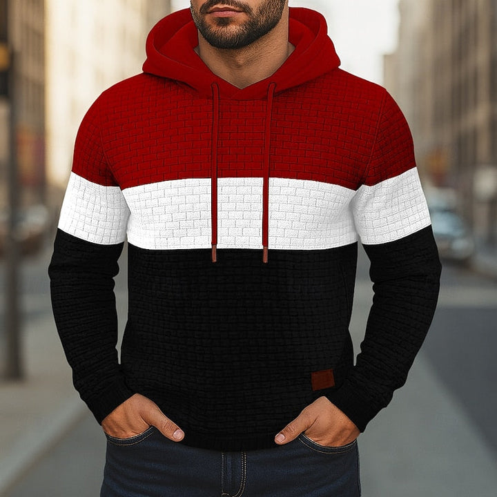 Hollis | Farveblok Tekstureret Hoodie