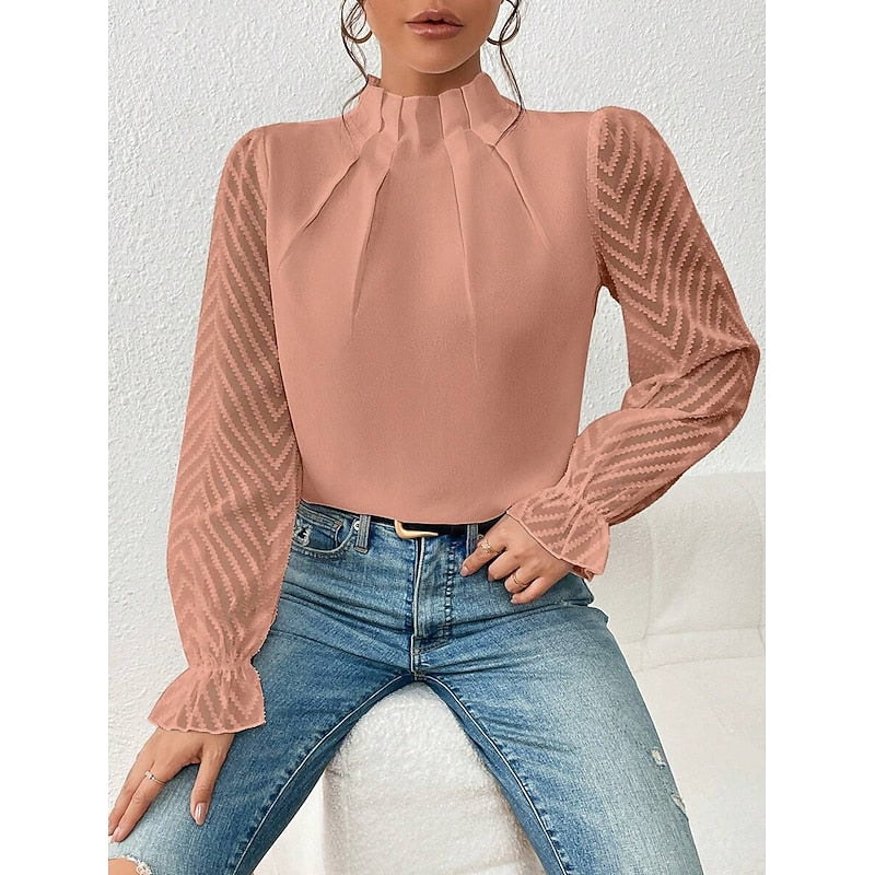 Elspeth | Elegant Højhalset Bluse